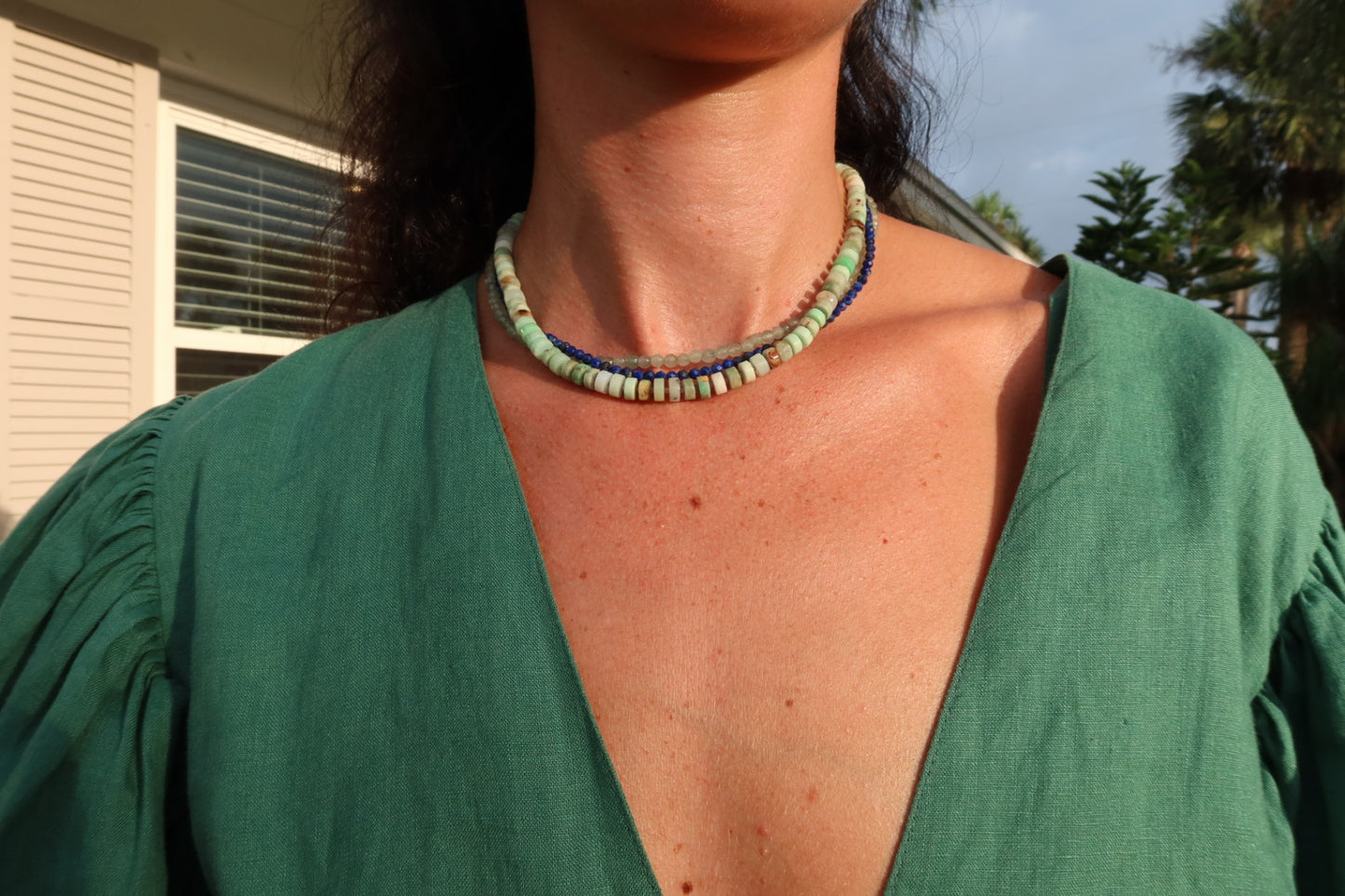 Chrysoprase & Amethyst Gemstone Necklace