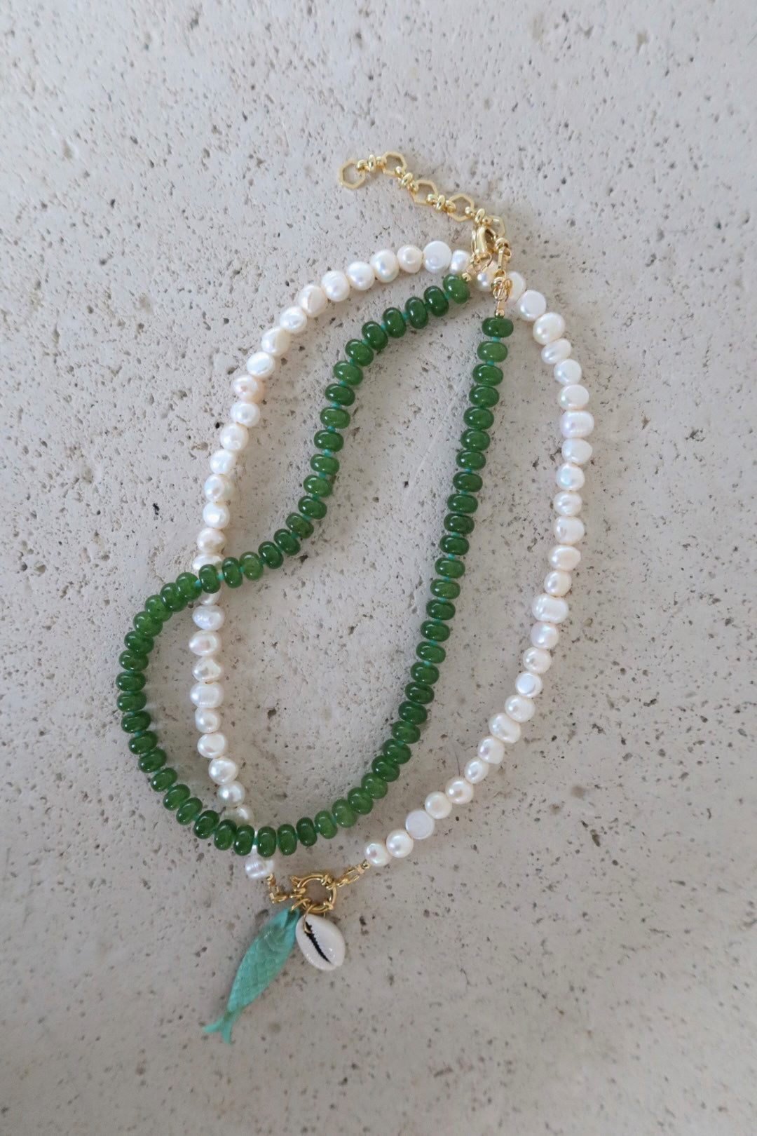 Jade Green Chalcedony and Turquoise Gemstone Necklace