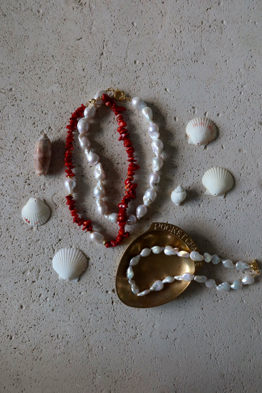 Red Coral with Baroque Pearls